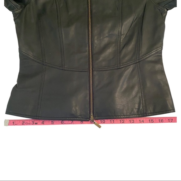 black leather full zip jacket w corset detailing size 6 Super soft NWOT - Picture 11 of 12